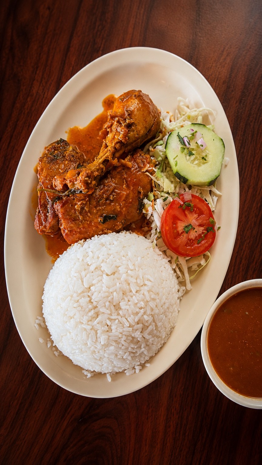 La Bandera Dominicana con arroz, pollo guisado y ensalada
